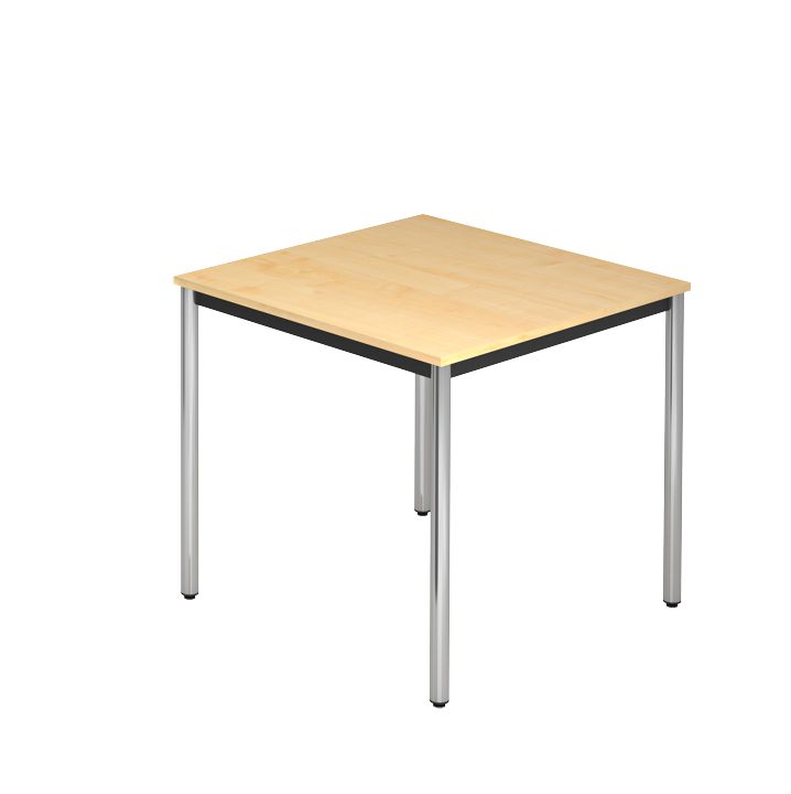 Tisch D-Serie, Fuß rund, 80 x 80 cm, Chrom/4 Dekore